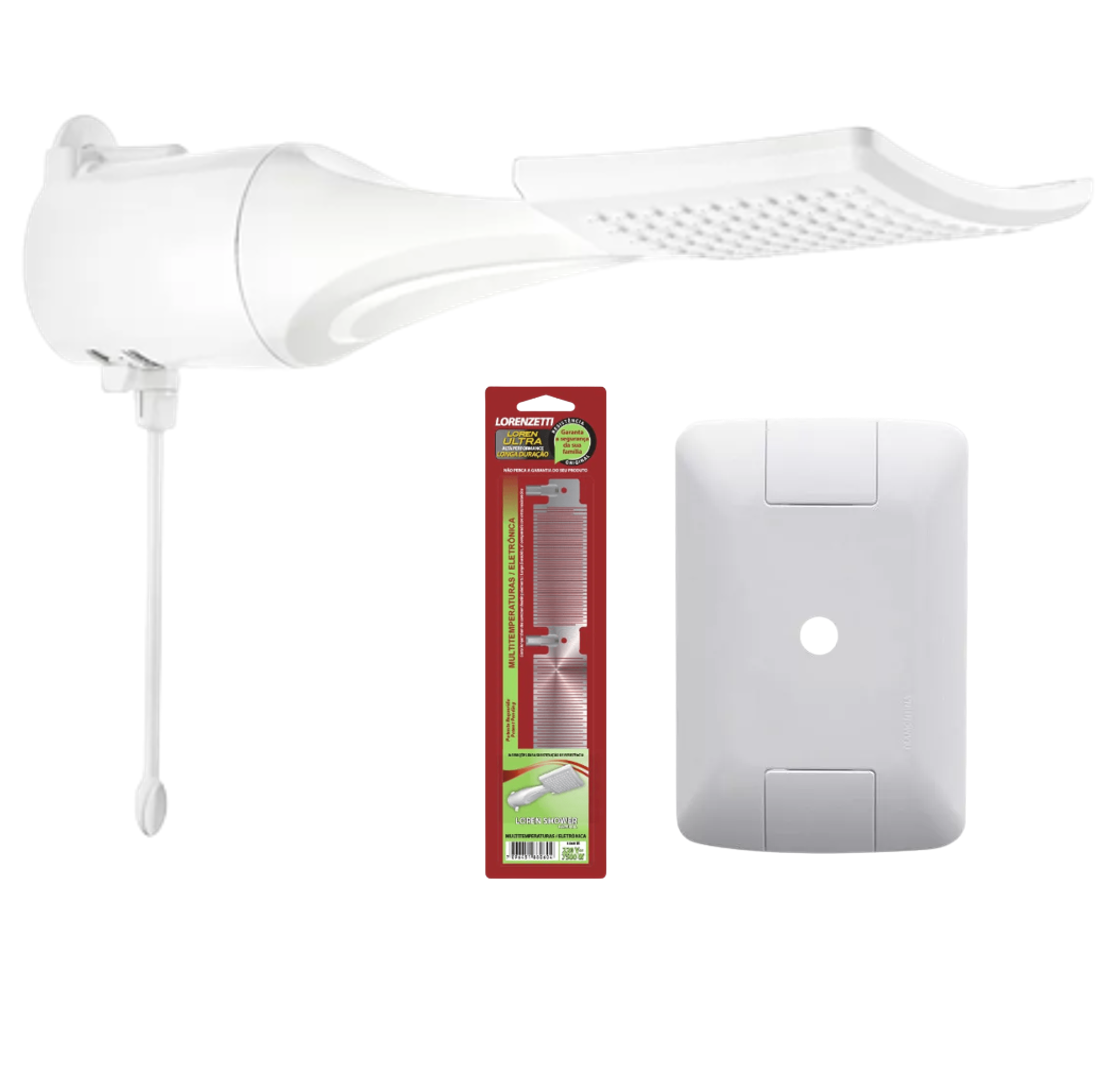 Kit Chuveiro Eletrônico Loren Shower Lorenzetti 220v ou 127v:branco/220v