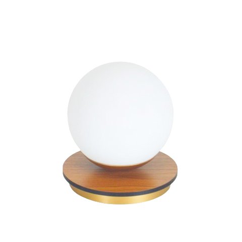 Abajur Jabuticaba Madeira Louro Freijo / Dourado Globo Vidro:dourado