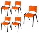 Ver imagem 2 de Cadeira Iso Base Preto Escola, Escritório Laranja Kit 5 Un