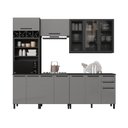 Ver imagem 3 de Cozinha Completa Modulada Mônaco 11 Portas 3 Gavetas MDP 270cm Chumbo Titânio