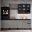 Ver imagem 1 de Cozinha Completa Modulada Mônaco 11 Portas 3 Gavetas MDP 270cm Chumbo Titânio