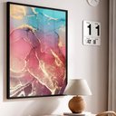 Ver imagem 1 de Quadro Decorativo Abstrato Mármore Rosa e Azul Perolado em Moldura Caixa Tacolado Moldura Trad 1cm P
