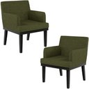Ver imagem 1 de Kit 02 Poltronas Decorativas para Sala de Estar Base Preto Beatriz W01 Linho Verde - Lyam Decor