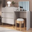 Ver imagem 1 de Cômoda Quarto 135cm com Penteadeira Nuvia Bege C06 - Mpozenato