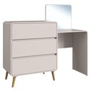 Ver imagem 3 de Cômoda Quarto 135cm com Penteadeira Nuvia Bege C06 - Mpozenato
