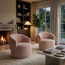 Ver imagem 1 de Kit 02 Poltronas Orgânica Decorativa Beatriz Boucle Rosa - Montanaris Decor