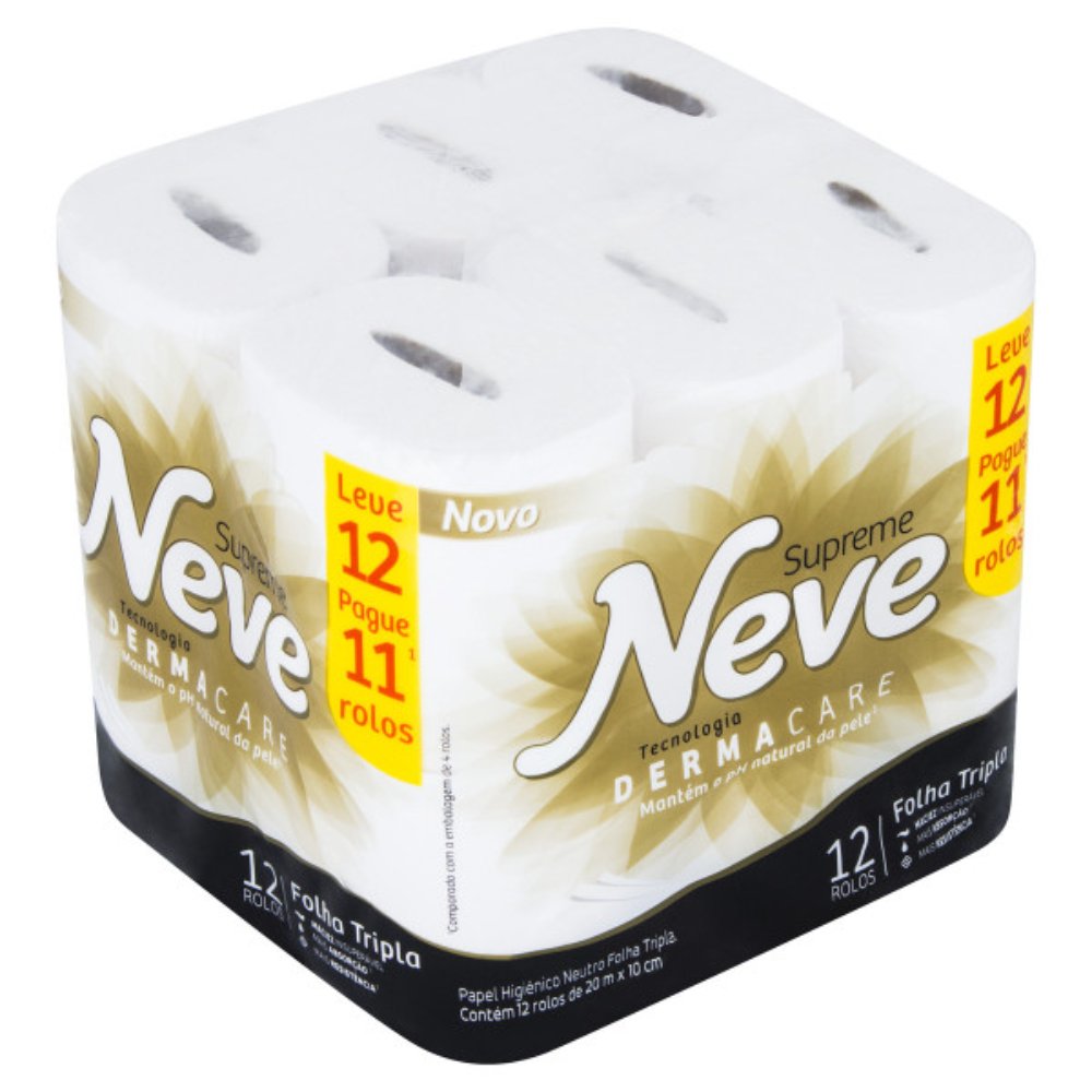 Papel Higienico Neve Neutro Supreme Folhas Tripla Pague 11 Leve 12 Rolos - 4