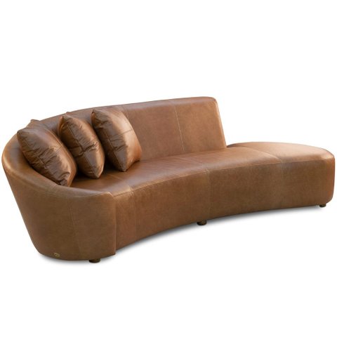 Sofá 4 Lugares Orgânico Esquerdo Sala Living 270cm Adam T03 Couro Cristal Marrom - Lyam Decor