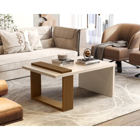 Mesa de Centro Decorativa Jb 8020 Off White com Nature