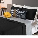 Ver imagem 2 de Kit Cobre Leito Colcha Cama Queen 8 peças Dupla Face Paris:Preto/Cinza