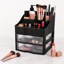Ver imagem 1 de Organizador Cosmeticos Gaveteiro Duplo Porta Maquiagem Acessorios 2 Gavetas Andares Estante Multiuso