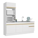 Ver imagem 1 de Armário de Cozinha Compacta 212cm com Rodapé Veneza Multimóveis V2113 Branco/Dourado
