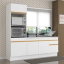 Ver imagem 3 de Armário de Cozinha Compacta 212cm com Rodapé Veneza Multimóveis V2113 Branco/Dourado
