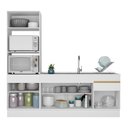 Ver imagem 6 de Armário de Cozinha Compacta 212cm com Rodapé Veneza Multimóveis V2113 Branco/Dourado