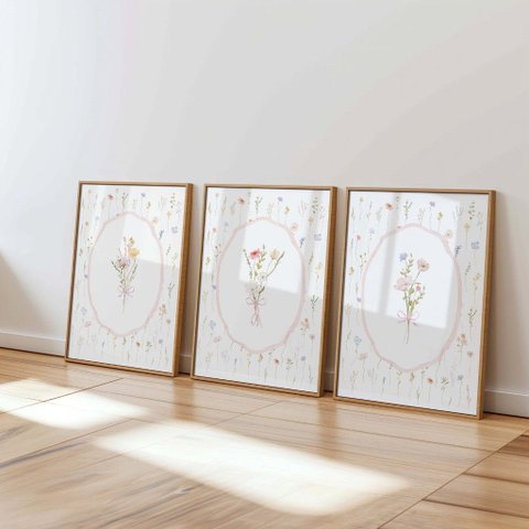 Kit 3 Quadros Decorativos Infantil - Aurora NO2 - 30x40 - Moldura Madeira