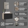 Kit Gabinete Banheiro Rubi 80cm - Gabinete + Cuba + Espelheira - Madeirado / Preto - 6