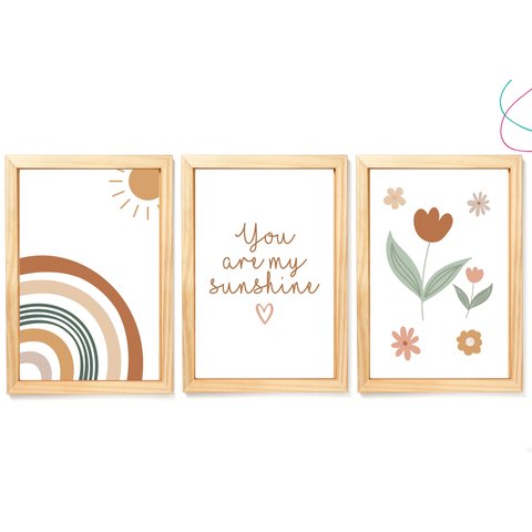 Quadros Decorativos do Tema Arco-íris Boho Escandinavo 30x40:pinus