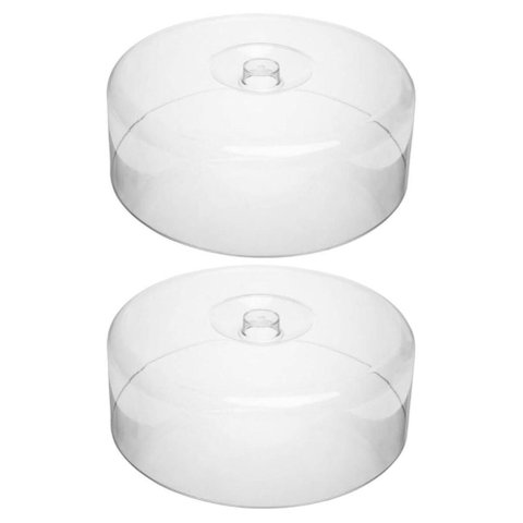 Kit 2 Cúpulas de Acrílico para Boleira Tampa para Bolo Redondo 25,5cm Lyor