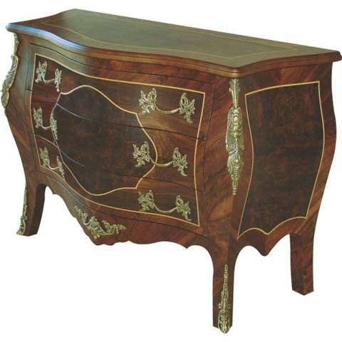 Cômoda Bombe Laca Preta Brilhante 135x055x090cm
