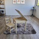 Ver imagem 1 de Conjunto Mesa Carteira Mesinha Baú Quadrada Infantil Educativa Atividades Madeira Maciça Resistente