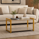 Ver imagem 1 de Mesa de Centro Dourada com Tampo Off White e Sapateira para Sapatos em Sala, Quarto e Hall Decorado