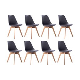 Kit 08 Cadeiras Leda Eames Jantar Cozinha com Assento Estofado Cinza - 1