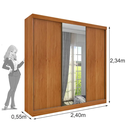 Ver imagem 2 de Guarda Roupa Casal 3 Portas de Correr com Espelho Dacar - Tcil Móveis - Cinamomo