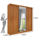 Ver imagem 2 de Guarda Roupa Casal 3 Portas de Correr com Espelho Dacar - Tcil Móveis - Cinamomo