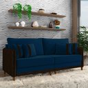 Ver imagem 1 de Sofá Montecarlo 3 Lugares 232cm Veludo/pu Azul/marrom