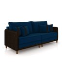 Ver imagem 5 de Sofá Montecarlo 3 Lugares 232cm Veludo/pu Azul/marrom