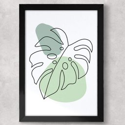 Quadro Decorativo Abstrato Folha e Círculos Minimalista 04-34x49Cm - 1
