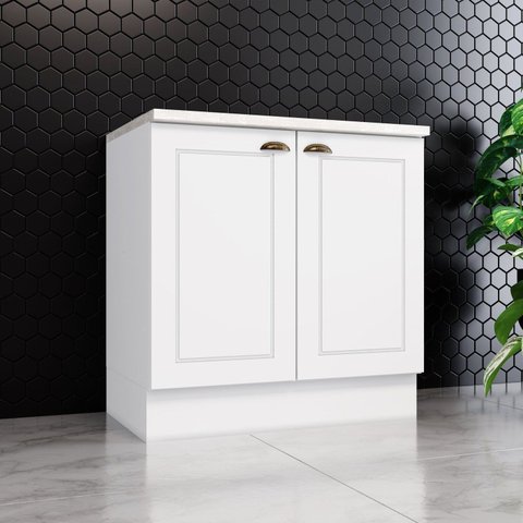 Balcão para Cooktop 2 Portas MDF Linha Americana 80cm Branco/HP
