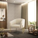 Ver imagem 2 de Poltrona Pé de Ferro Dourado Sala de Estar Stella Veludo Bege D03 - D'rossi