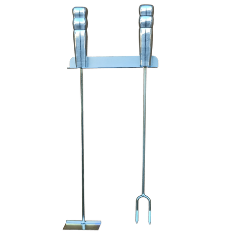 KIT CHURRASCO COM RASTELO E GARFO 49 CM CABO ALUMINIO