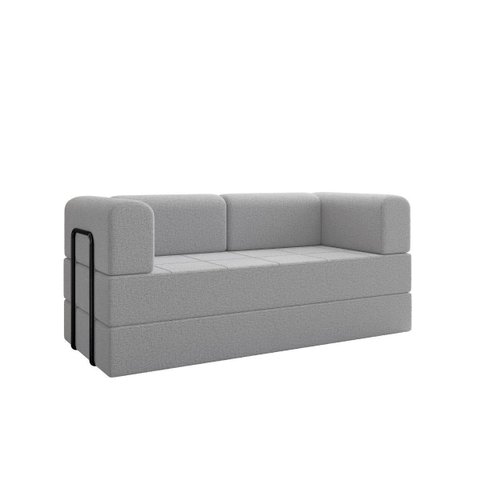 Sofá 2 Lugares na Caixa Modular Linho Bege:cinza