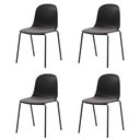 Ver imagem 1 de Kit 4 Cadeiras Bilbao Fratini Encosto Polipropileno Preto Assento Almofada Cinza Base Aço Preto