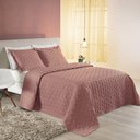 Ver imagem 3 de Kit Cobre Leito Colcha Desirée Casal Bordado Micropercal 200 Fios 3 Peças - Rosê