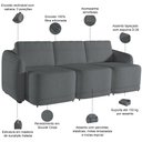 Ver imagem 4 de Sofá Cama para Sala de Estar 4 Lugares 336cm Montserrat K01 Bouclê Cinza - Lyam Decor