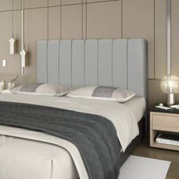 Cabeceira Cama Carla Casal Eucalipto Estofado e Tecido Suede - 4