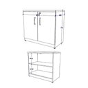 Ver imagem 3 de Armário Baixo P/ Escritório 80cm 2 Portas e Chave Mac Cz F5 Cor:macadâmia com Cinza