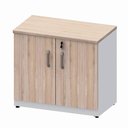 Ver imagem 4 de Armário Baixo P/ Escritório 80cm 2 Portas e Chave Mac Cz F5 Cor:macadâmia com Cinza