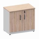 Ver imagem 6 de Armário Baixo P/ Escritório 80cm 2 Portas e Chave Mac Cz F5 Cor:macadâmia com Cinza
