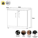 Ver imagem 2 de Armário Baixo P/ Escritório 80cm 2 Portas e Chave Mac Cz F5 Cor:macadâmia com Cinza