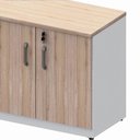 Ver imagem 5 de Armário Baixo P/ Escritório 80cm 2 Portas e Chave Mac Cz F5 Cor:macadâmia com Cinza