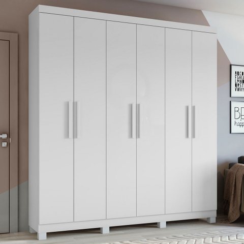 Guarda-roupa Casal Jazz 6 Portas 3 Gavetas 73939.58 Branco - Móveis Lopas