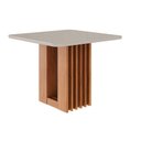 Ver imagem 1 de Mesa P/ Cozinha Ariela C/ Tampo Madeirado Vidro 95x95cm Cinamomo/off White - Cimol