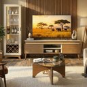Ver imagem 1 de Sala de Estar Mirage Mesa Centro Cristaleira e Rack Tv 75" Off White/cinamomo