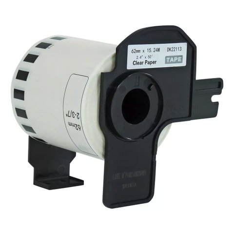 Rolo de Etiqueta Termica Compativel Brother Dk22113 - 62mmx15,24mts Continua Preto/transp