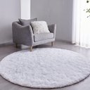 Ver imagem 1 de Tapete Saturs Shaggy Pelo Alto Branco  Redondo 100 cm Tapete para Sala e Quarto