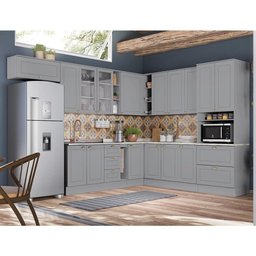 Cozinha Completa de Canto Americana 12 Peças com Torre Quente Cinza - Móveis Henn - 2